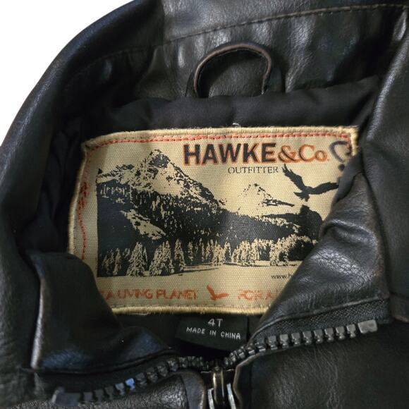 HAWKE & CO Outfitter Black Faux Leather Jacket Kid SZ 4T Motorcycle Biker Grease - Picture 4 of 9